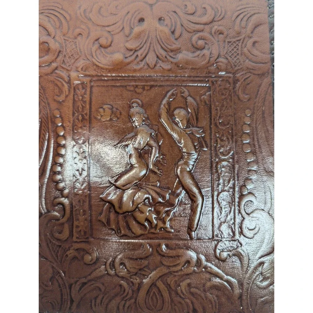 Vintage Tooled Leather Bifold Address Notebook Western Cowboy Embossed Cover